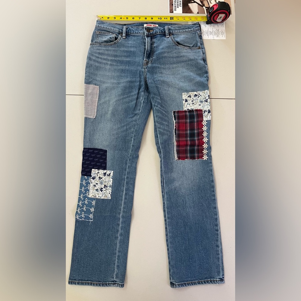 Johnny Was Blue Patchwork Midrise Relaxed Fit Boyfriend Jeans